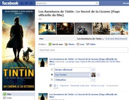 Tintin : la page facebook